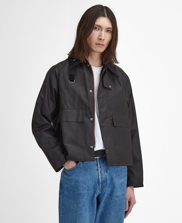 Barbour Spey Slim Waxed Jacket μαυρα | BABO87256
