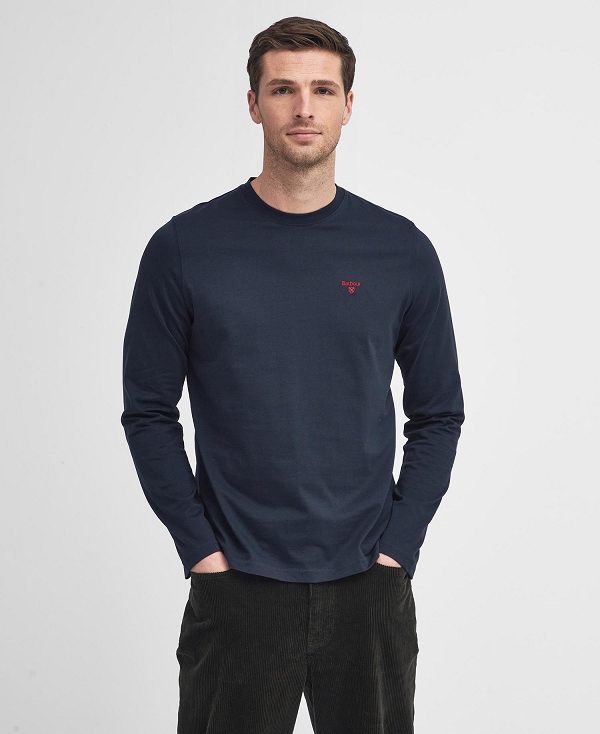 Barbour Sports Long-sleeved T-shirt σκουρο μπλε | BABO88253