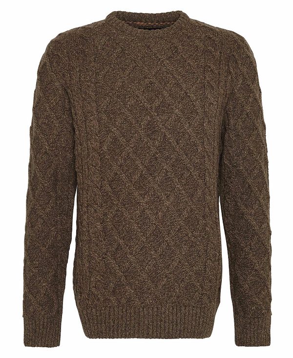 Barbour Stowford Cable-knit Crew Neck Jumper πρασινο | BABO88661