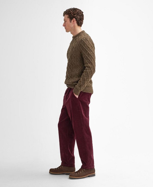 Barbour Stowford Cable-knit Crew Neck Jumper πρασινο | BABO88661
