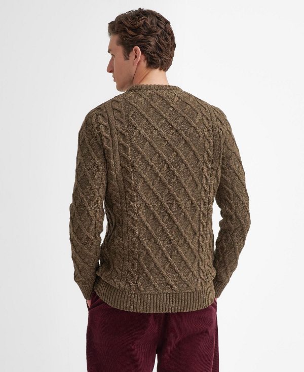 Barbour Stowford Cable-knit Crew Neck Jumper πρασινο | BABO88661
