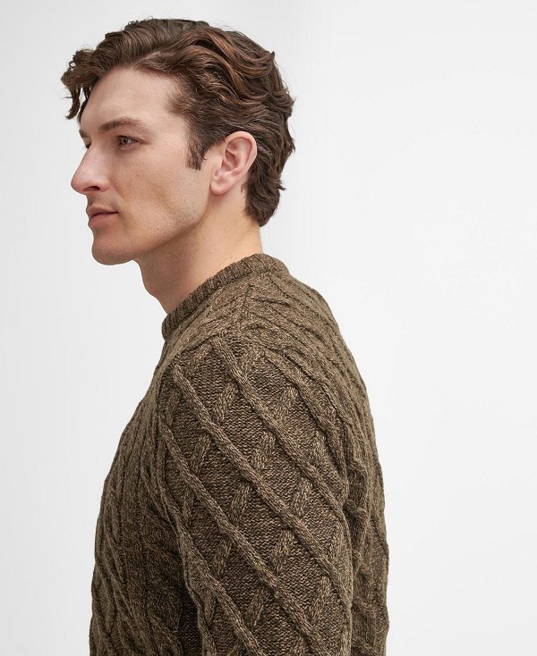 Barbour Stowford Cable-knit Crew Neck Jumper πρασινο | BABO88661