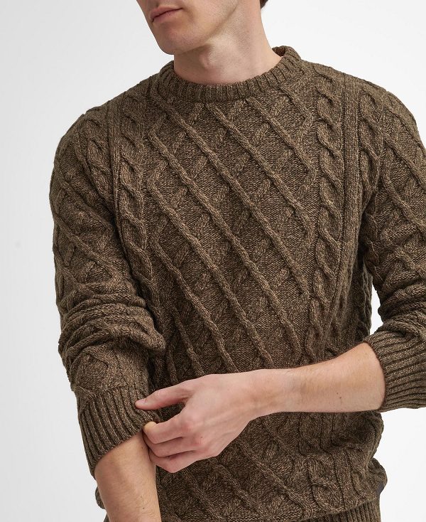 Barbour Stowford Cable-knit Crew Neck Jumper πρασινο | BABO88661