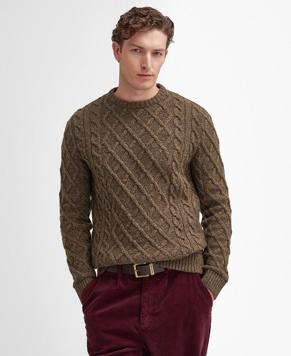 Barbour Stowford Cable-knit Crew Neck Jumper πρασινο | BABO88661