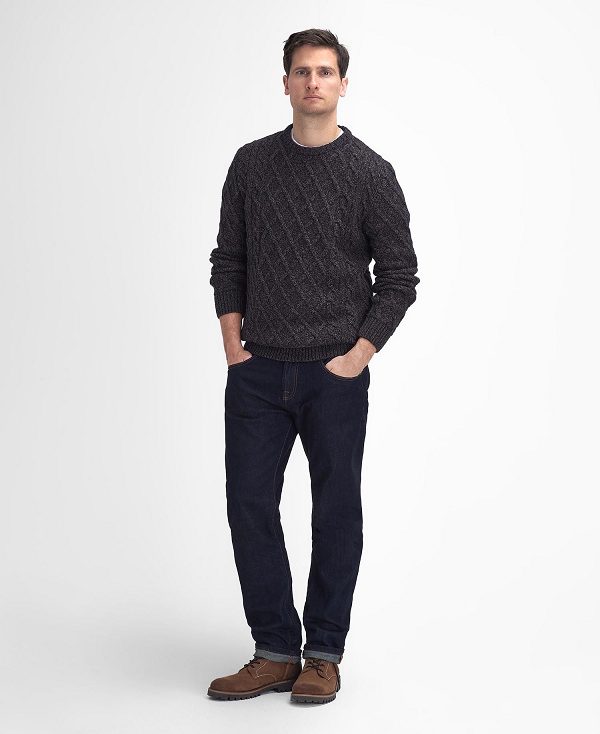Barbour Stowford Cable-knit Crew Neck Jumper σκουρο μπλε | BABO88688