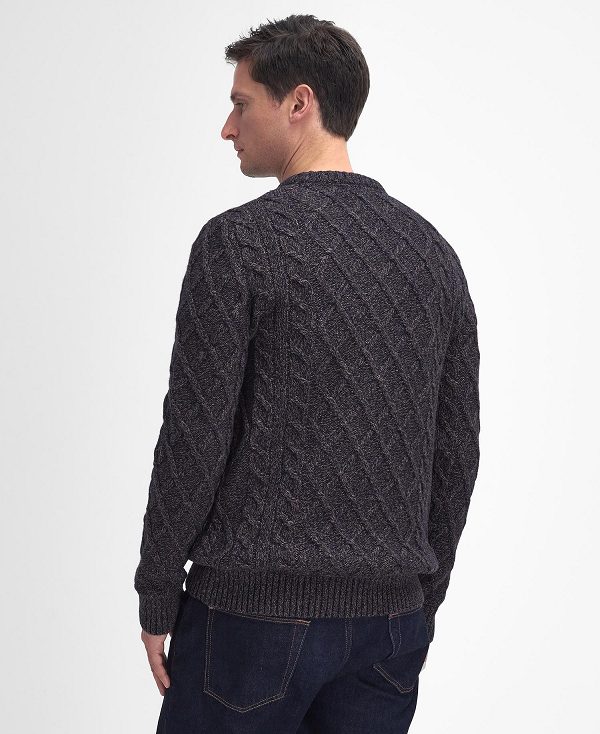 Barbour Stowford Cable-knit Crew Neck Jumper σκουρο μπλε | BABO88688