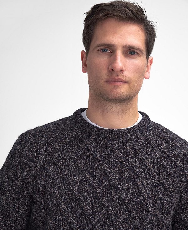 Barbour Stowford Cable-knit Crew Neck Jumper σκουρο μπλε | BABO88688