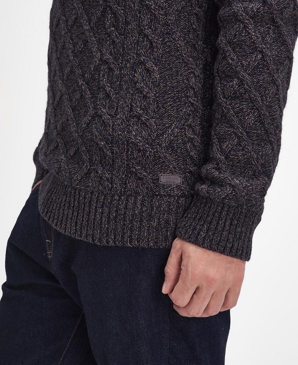Barbour Stowford Cable-knit Crew Neck Jumper σκουρο μπλε | BABO88688