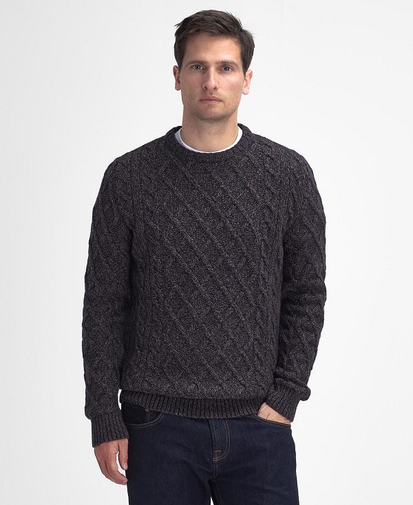 Barbour Stowford Cable-knit Crew Neck Jumper σκουρο μπλε | BABO88688