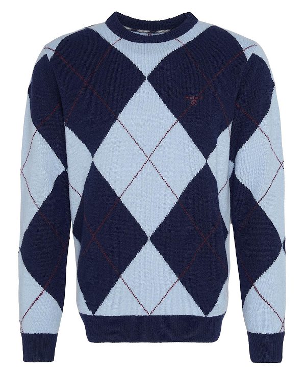 Barbour Sutherwell Argyle Crew Neck Jumper σκουρο μπλε | BABO88689