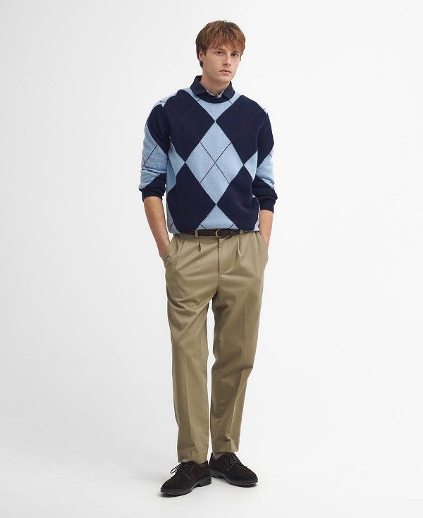 Barbour Sutherwell Argyle Crew Neck Jumper σκουρο μπλε | BABO88689
