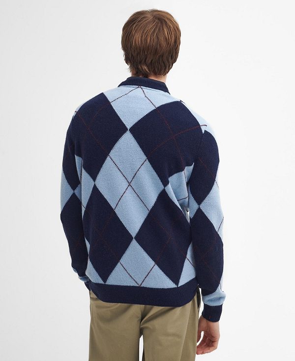 Barbour Sutherwell Argyle Crew Neck Jumper σκουρο μπλε | BABO88689