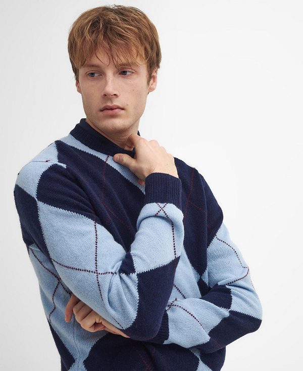 Barbour Sutherwell Argyle Crew Neck Jumper σκουρο μπλε | BABO88689