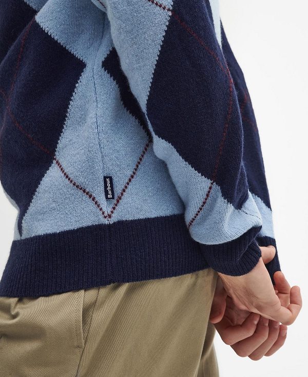 Barbour Sutherwell Argyle Crew Neck Jumper σκουρο μπλε | BABO88689