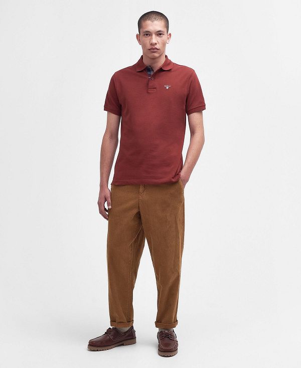 Barbour Tartan Pique Polo Shirt κοκκινα | BABO88154