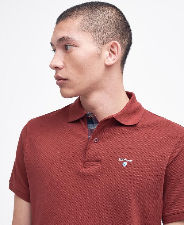 Barbour Tartan Pique Polo Shirt κοκκινα | BABO88154