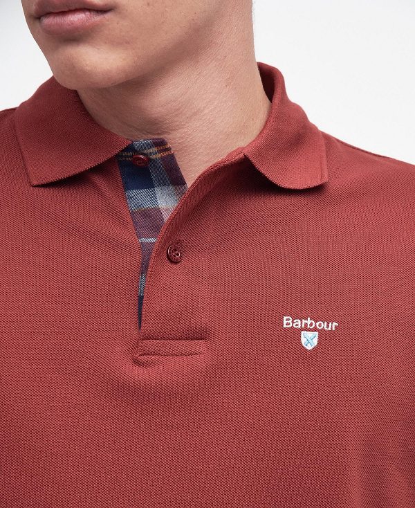 Barbour Tartan Pique Polo Shirt κοκκινα | BABO88154