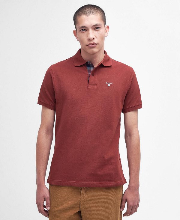 Barbour Tartan Pique Polo Shirt κοκκινα | BABO88154