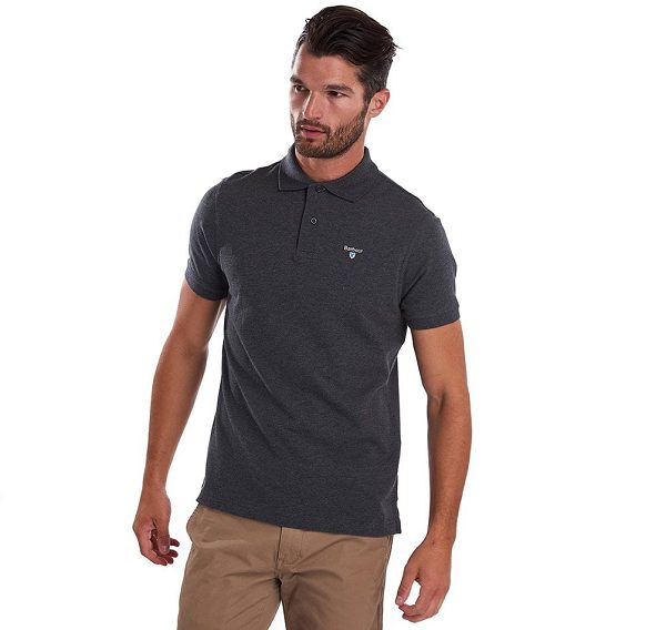 Barbour Tartan Pique Polo Shirt γκρι | BABO88161
