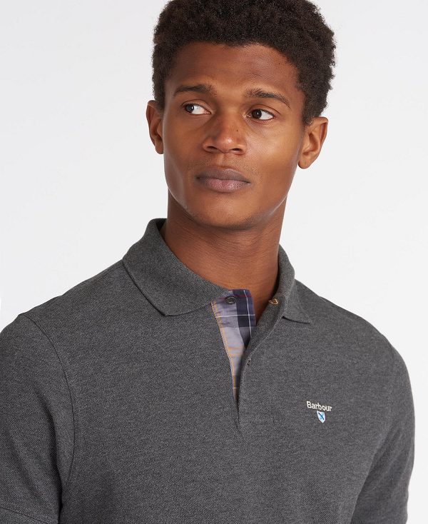 Barbour Tartan Pique Polo Shirt γκρι | BABO88161