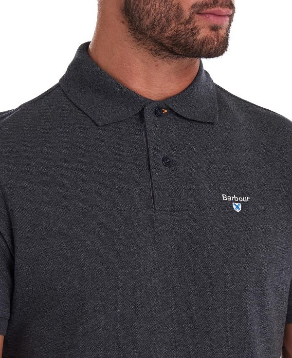 Barbour Tartan Pique Polo Shirt γκρι | BABO88161