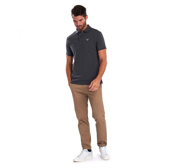 Barbour Tartan Pique Polo Shirt γκρι | BABO88161