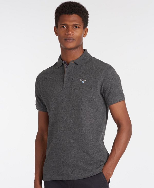 Barbour Tartan Pique Polo Shirt γκρι | BABO88161