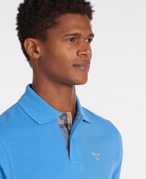 Barbour Tartan Pique Polo Shirt μπλε | BABO88119