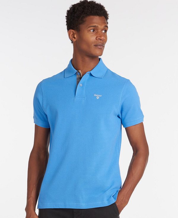 Barbour Tartan Pique Polo Shirt μπλε | BABO88119