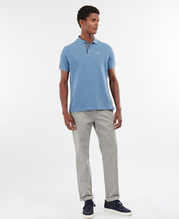 Barbour Tartan Pique Polo Shirt μπλε | BABO88121