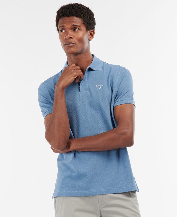 Barbour Tartan Pique Polo Shirt μπλε | BABO88121