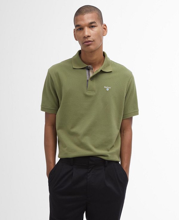 Barbour Tartan Pique Polo Shirt μπορντο | BABO88129