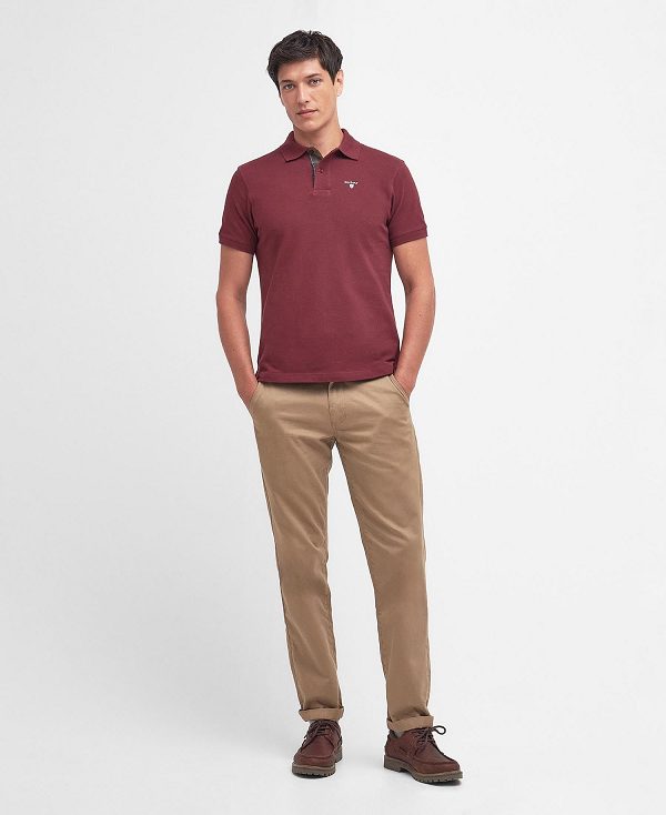 Barbour Tartan Pique Polo Shirt μπορντο | BABO88139