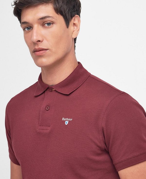 Barbour Tartan Pique Polo Shirt μπορντο | BABO88139