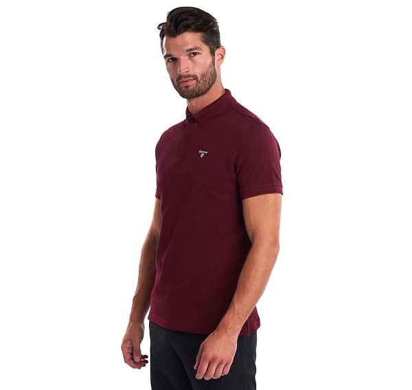 Barbour Tartan Pique Polo Shirt μπορντο | BABO88139