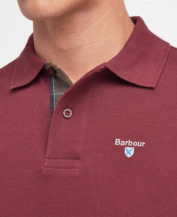 Barbour Tartan Pique Polo Shirt μπορντο | BABO88139