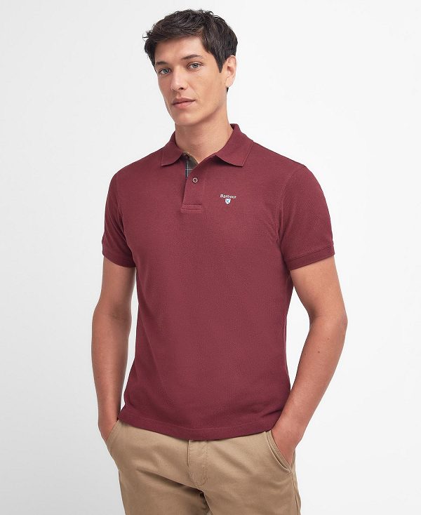 Barbour Tartan Pique Polo Shirt μπορντο | BABO88139