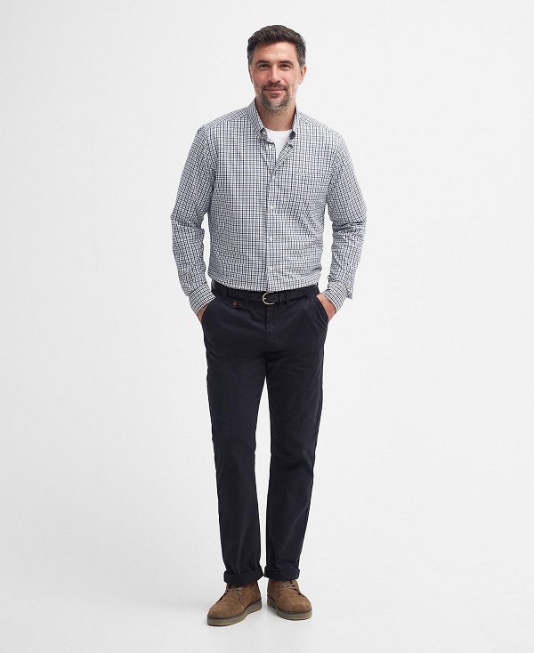 Barbour Teesdale Tailored Long-sleeved Shirt σκουρο μπλε | BABO87724