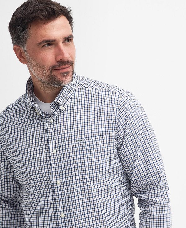 Barbour Teesdale Tailored Long-sleeved Shirt σκουρο μπλε | BABO87724