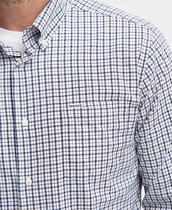 Barbour Teesdale Tailored Long-sleeved Shirt σκουρο μπλε | BABO87724