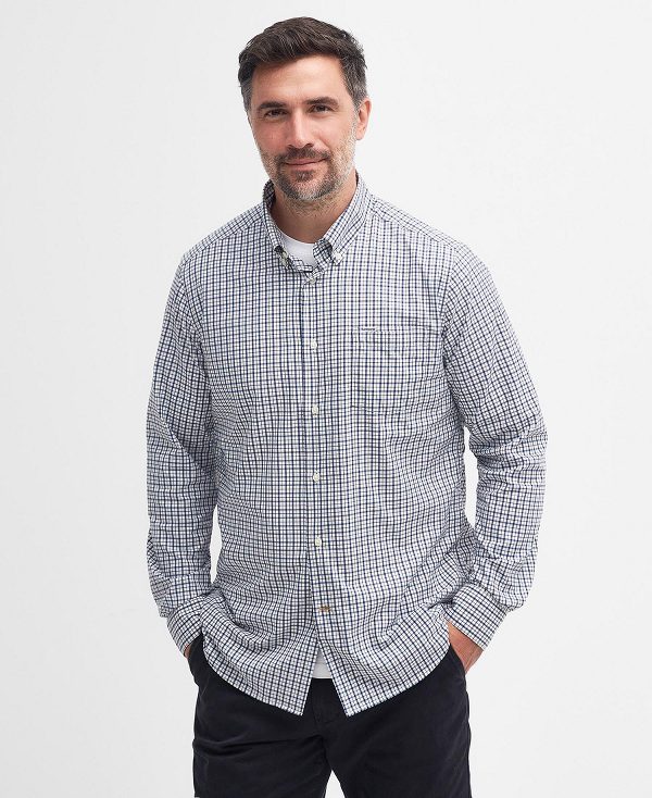 Barbour Teesdale Tailored Long-sleeved Shirt σκουρο μπλε | BABO87724