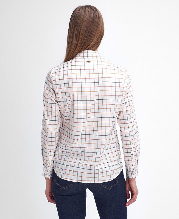 Barbour Triplebar Long-sleeved Shirt ασπρα | BABO89512