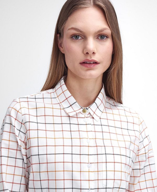 Barbour Triplebar Long-sleeved Shirt ασπρα | BABO89512