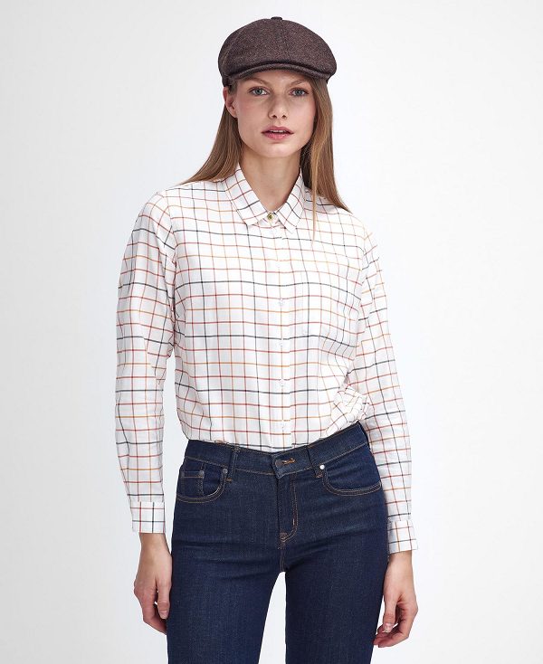 Barbour Triplebar Long-sleeved Shirt ασπρα | BABO89512