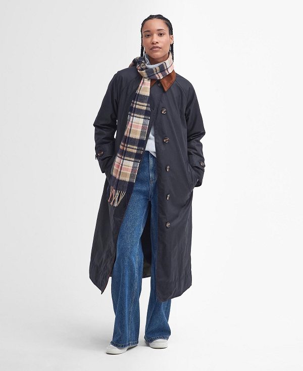 Barbour Vintage Winter Plaid Scarf σκουρο μπλε ροζ κοκκινα | BABO90122