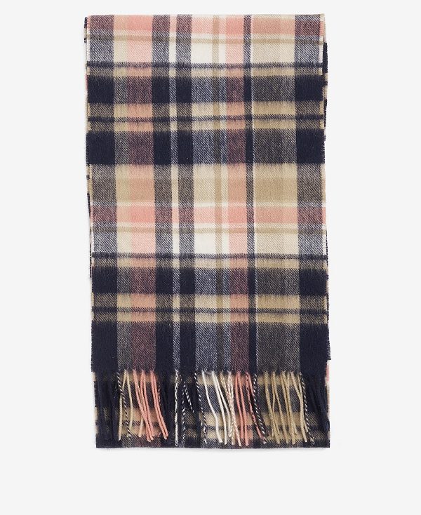 Barbour Vintage Winter Plaid Scarf σκουρο μπλε ροζ κοκκινα | BABO90122