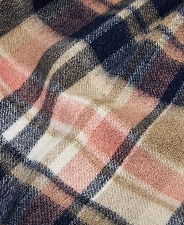 Barbour Vintage Winter Plaid Scarf σκουρο μπλε ροζ κοκκινα | BABO90122