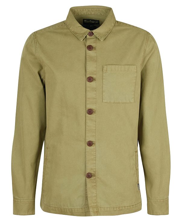 Barbour Washed Cotton Overshirt Ελιά | BABO87592