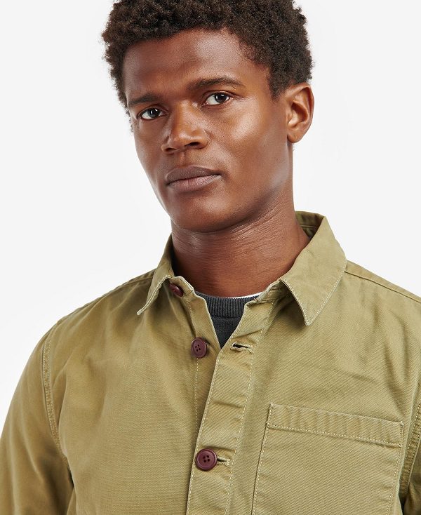 Barbour Washed Cotton Overshirt Ελιά | BABO87592