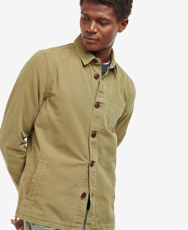 Barbour Washed Cotton Overshirt Ελιά | BABO87592